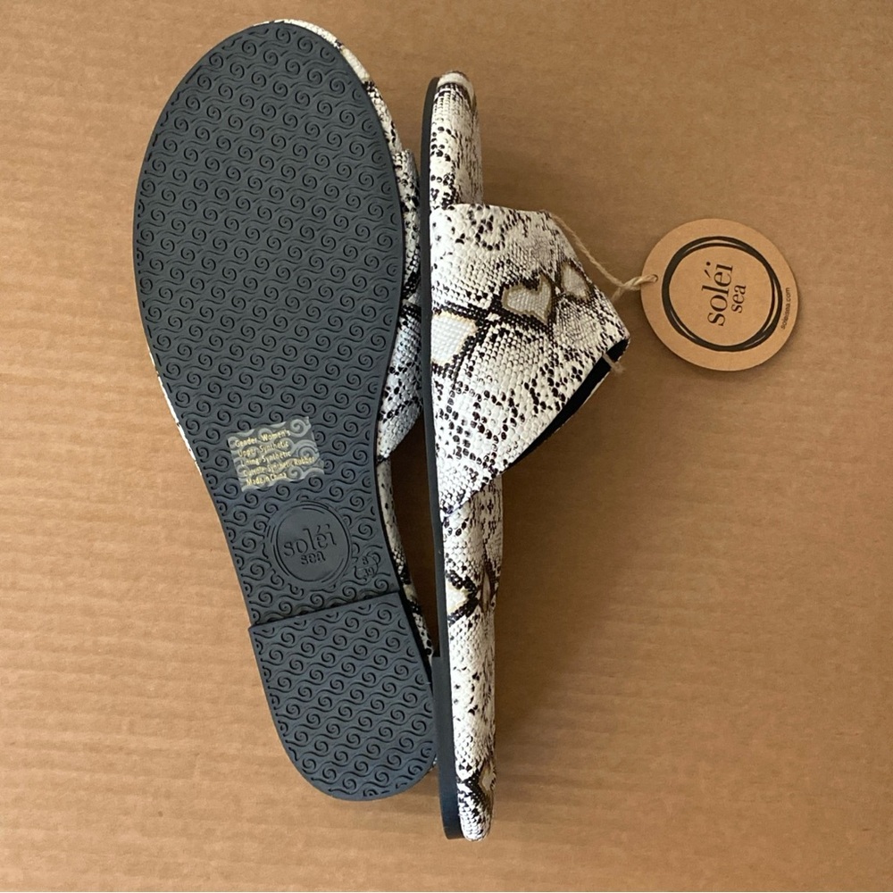 Textured Snake-Print Slide Sandals - White/Black - Picture 8 of 11